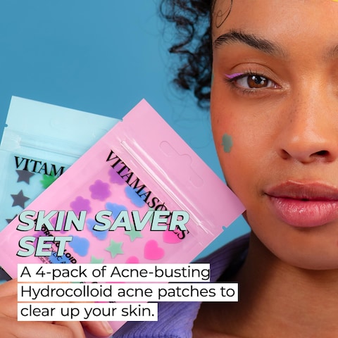 Vitamasques Acne Patch Face Mask Set 4Pack  Hydrocolloid Patches 80 Count Salicylic  Tea Tree Salicylic  Niacinamide  Reduce Oil BuildUp for Blackheads