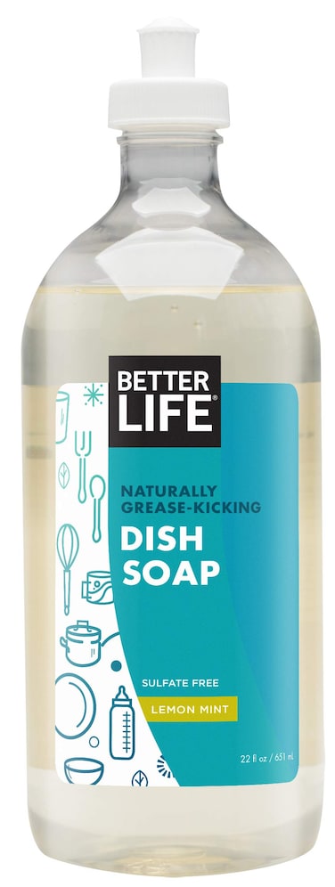 Better Life Dish Soap  Liquid Dishwashing Soap with Vitamin E and Aloe for Home  Kitchen Sink  No Gloves Required Kitchen Soap for Sensitive Skin  22oz Lemon Mint