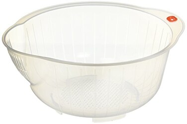 Inomata Japanese Rice Washing Bowl with Strainer 25Quart Capacity