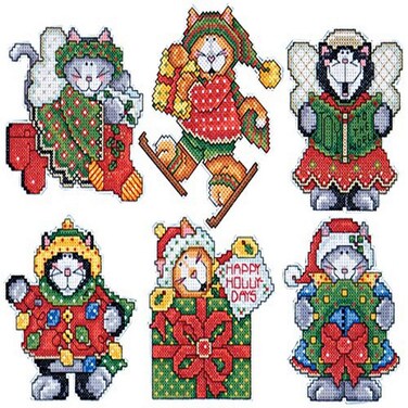 Design Works Crafts 4 Each Cross Stitch Kit Kitten Ornaments 3 x 4