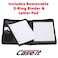 Caseit Executive Zipper Padfolio with Removable 3Ring Binder and Letter Size Writing Pad Pebbled Faux Leather Black PAD40