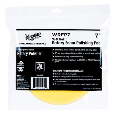 Meguiars 7 Soft Buff Rotary Foam Polishing Pad WRFP7  Professional Rotary Polisher Pad for Removing Light Paint Defects and Maximizing Gloss  Foam Polishing Pad for Use with a Rotary Buffer 1 Pad