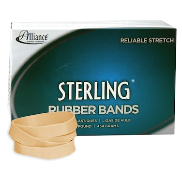 Alliance Rubber 24945 Sterling Rubber Bands Size 94 1 lb Box Contains Approx 140 Bands 3 12 x 34 Natural CrepeBeige