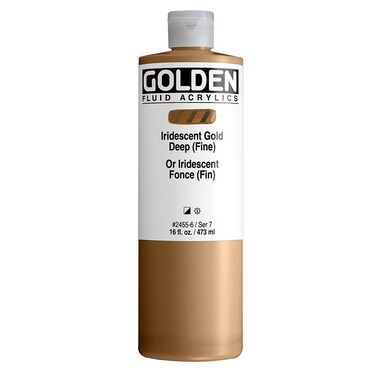 Fluid Acrylics by GOLDEN Iridescent Gold Deep Fine 16 fl oz Bottle Professional Acrylic Paint SemiOpaque