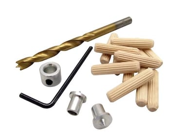 Milescraft 5339 Dowel Kit 38in  Includes Brad Point Drill Bit Fluted Wooden Dowel Pins With Chamfered Ends 10pcs 2 Dowel Tenon Centers and Depth Stop Ideal for Woodworking  Joining Projects