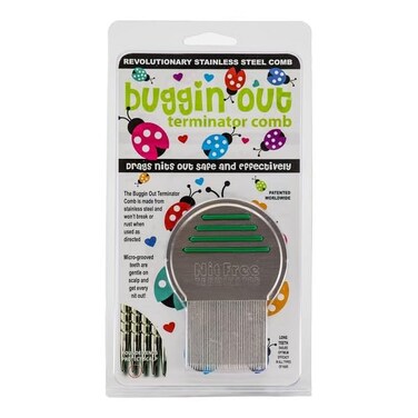 Buggin Out Terminator Lice Comb  Stainless Steel  Effectively Removes Nits  12 People