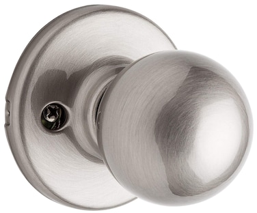 Kwikset Polo Dummy Door Knob Single Sided Handle for Closets French Double Doors and Pantry Satin Nickel NonTurning Interior PushPull Door Knob with Microban Protection