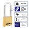 Brinks 67149002 50mm 4Dial Resettable Combination Lock with Chrome Plated Boron Steel Shackle and 2 38 Shackle Clearance Brass Plated