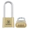 Brinks 67149002 50mm 4Dial Resettable Combination Lock with Chrome Plated Boron Steel Shackle and 2 38 Shackle Clearance Brass Plated