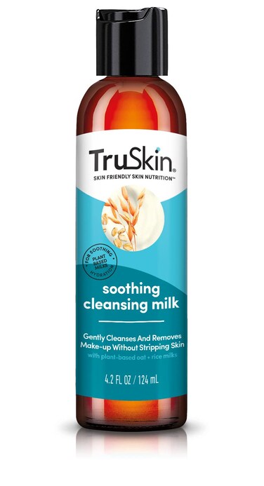 TruSkin Soothing Cleansing Milk for Face  Gentle Facial Cleanser for Sensitive Skin with PlantBased Rice  Oat Milk plus Hyaluronic Acid  Gently Removes MakeUp Without Stripping Skin 42 fl oz