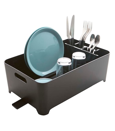 Yamazaki Home Tower Dish Drying Rack for Small Household Kitchen Counters with Drainage Spout Builtin Utensils Holder  Abs Plastic  125 Gallon 45 Liters