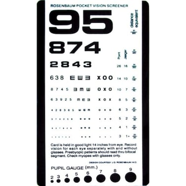 SNELLEN Pocket Eye Chart  Eye Test