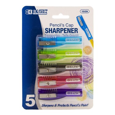 BAZIC Pencil Sharpener Pencils Cap Top Sharpeners Standard Size Pencils CrayonOne Blades Sharpeners for School Office 5Pack 1Pack