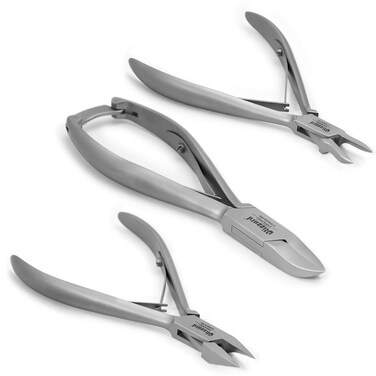 Nail Clippers by Blizzard 3Piece German Forged Podiatry Tool Kit Concave Arrow and Flame Nippers for Thick and Ingrown Toe Nails