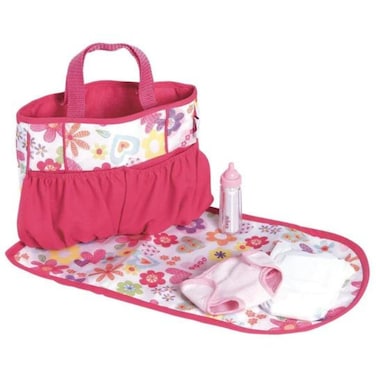 ADORA Baby Doll Diaper Bag with Sturdy Straps Includes Changing Mat and 2 Doll Diapers Fits 13 Dolls Birthday Gift for Ages 3  Pink Flower Power