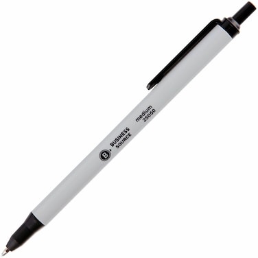 Business Source 25050 Ballpoint Pen Retract Clip Medium Point Black Ink