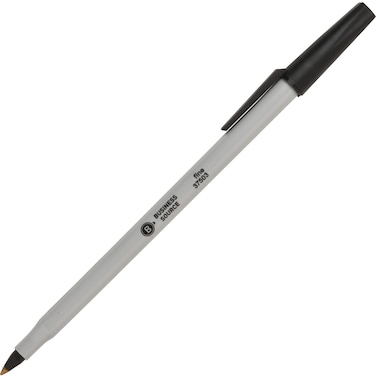 Business Source 37503 Ballpoint Stick Pens Fine Pt Light Gray Barrel Black Ink