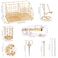 KAAKOW Gold Desk Organizers and Accessories Office Supplies Set Stapler Pen Holder Phone Holder Scissors Pen Ruler 30 Paper Clips 22 Binder Clip 20 Tacks and 1000pcs Staples Gold
