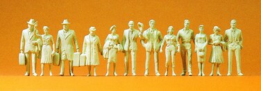 Preiser 63000 Unpainted Figures Standing Passengers  Passers by I Model Figure