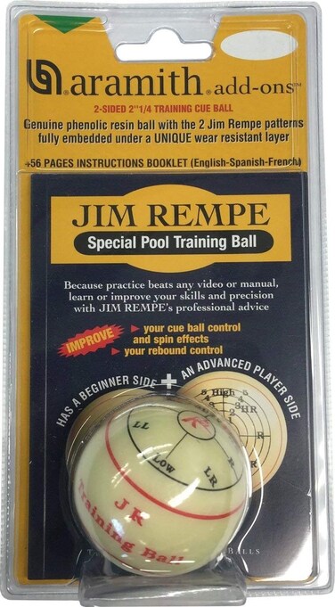Aramith Jim Rempe Training Cue Ball 214 Regulation Size Billiard Pool Ball with Instruction Manual Learn to Play Better