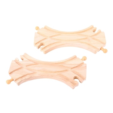 Bigjigs Rail Wooden Track Double Curved Turnouts 2 pk  Compatible with Bigjigs Train Sets and Most Wooden Train Set Brands Quality Bigjigs Train Accessories