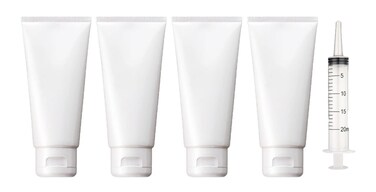 Jadsy Creations  4pcs per pack 200ml WHITE Empty Cosmetic Tubes with free Syringe Soft Tubes Container Bottle Vial Jar with Flip Cap Storage for Shower Gel Body Lotion Cleanser Shampoo 200ml WHITE