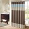Madison Park Amherst Bathroom Shower Curtain Faux Silk Pieced Striped Modern Microfiber Bath Curtains 72x72 Inches Blue