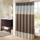 Madison Park Amherst Bathroom Shower Curtain Faux Silk Pieced Striped Modern Microfiber Bath Curtains 72x72 Inches Blue
