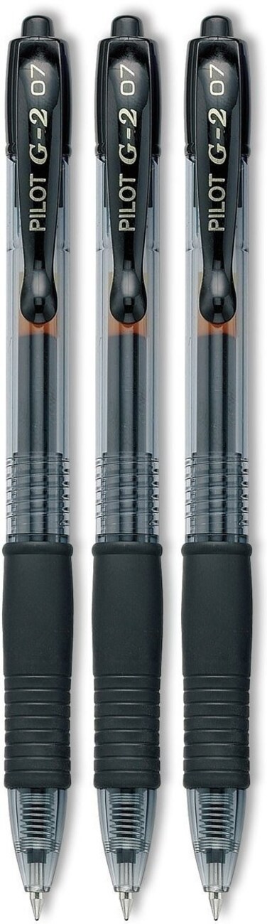 PILOT G2 Premium Refillable  Retractable Rolling Ball Gel Pens Fine Point Black Ink 3Pack 31123