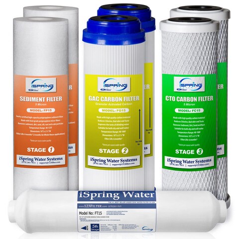 iSpring F7GAC for Standard 5Stage Reverse Osmosis RO Systems 1Year Replacement Supply Filter Cartridge Pack Set 7 Count