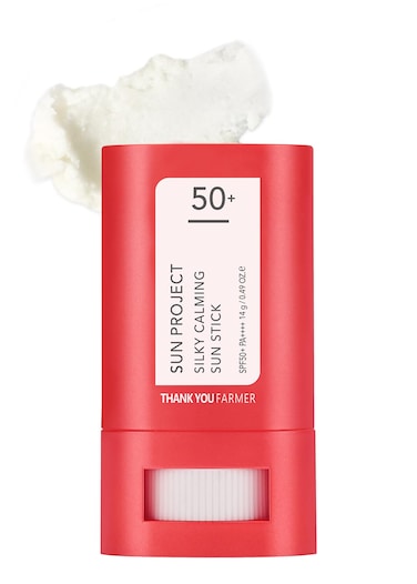THANKYOU FARMER Sun Project Silky Calming Sun Stick SPF50 PA WaterResistant Matte Finish Calamine and Centella Asiatica Korean Sunscreen Stick Face Travel Size Korean Sunscreen for Face