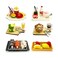 HUADELAIMA 200 Piece Dollhouse Miniature Food Pretend Fast Food Toy Set Burger Fries Milk Cake Egg Bread Pizza Coffee etc Doll Food Kitchen Accessories Toys Kids Party Accessories Restaurant