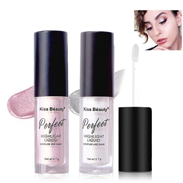 Liquid Face Highlighter MakeupMultipurpose Contour HighlighterLightweight Pearl White Soft PinkBrightening Blush Liquid FoundationSilky Soft Long Lasting Waterproof2PCS