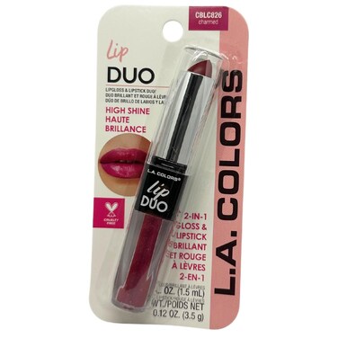 LA Colors Lip Gloss  Lipstick Duo Moisturizes lips with natural color  high Shine BLC826 Charmed by Unknown