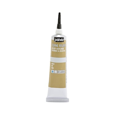 Pebeo Vitrail Cerne Relief Dimensional Paint 37 ml Tube with Nozzle  Gold 125 Fl Oz Pack of 1