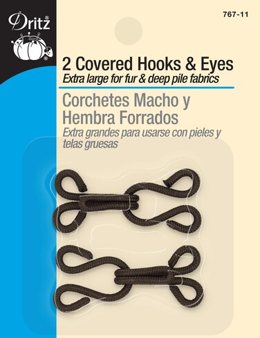 Dritz 76711 ExtraLarge Covered Hook  Eye Closures Brown 2 Count