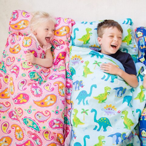 Wildkin Original Nap Mat with Reusable Pillow for Boys and Girls Perfect for Elementary Sleeping Mat Features Hook and Loop Fastener Soft Cotton Blend Materials Nap Mat for Kids Paisley