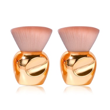 Oneleaf Kabuki Makeup Brushes Premium Synthetic Flat Foundation Kabuki Makeup 2 Pcs Brush Set Golden Flat