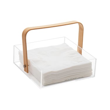 Mind Reader Napkin Holder Kichen Storage Countertop Organizer Caddy Kitchen Acrylic 725L x 725W x 55H Brown