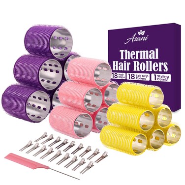 Thermal Rollers for Hair  37 Self Grip Hair Rollers with 18 Clips and Styling Comb  Aluminum Thermal Hair Rollers for Volume and AllDay Curls  For Short Medium and Long Hair Small