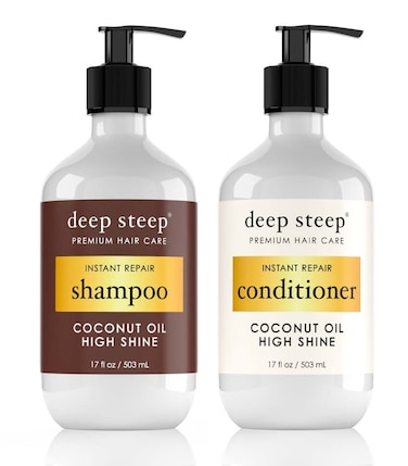 Deep Steep Shampoo  Conditioner Premium Hair Care Coconut Oil Instant Repair 10 oz
