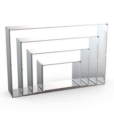 Rectangle Cookie Cutter Set Large  5 Inch 4 Inch 3 Inch 2 Inch  Geometric Frame Plaque Cookie Cutters Shapes Biscuit Molds  Stainless Steel