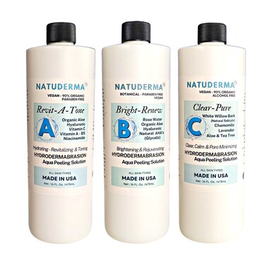 Hydrodermabrasion Solution Aqua Peeling Serum Solution for Wet Microdermabrasion 3 bottles of 16 oz each Natuderma Hydro Serum MADE IN USA