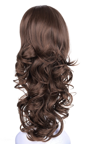 OneDor 23 Curly Hair Women Ladies 34 Half Wig Premium Japanese Synthetic Kanekalon fibers Wigs with Secured Mesh Head Cap R1