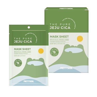 PSPRETTYSKIN The Pure Jeju Cica Korean Skin Care Sheet Mask Pack of 10 with Centella Asiatica extract Tea Tree Leaf Oil Mugwort Extract for Soothing Calming Hydrating
