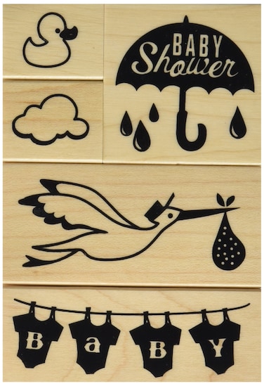Inkadinkado Baby Shower Mounted Rubber Stamp Set 5 pc