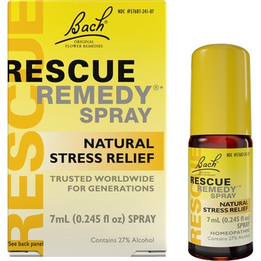 Bach RESCUE REMEDY Spray 7mL Natural Stress Relief Homeopathic Flower Essence Vegan Gluten and SugarFree NonHabit Forming