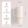 KISSKIND 40 oz tumbler with handle Travel Mug Straw Covers Cup with Lid Insulated Quencher Stainless Steel Water Iced Tea Coffee Gift ROSE