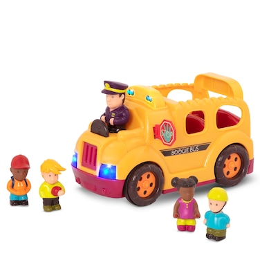 B toys  Interactive Yellow School Bus  5 Toy Figures  Lights And Sounds  Toy School Bus For Toddlers Kids  Driver  Passengers  18 Months   Boogie Bus