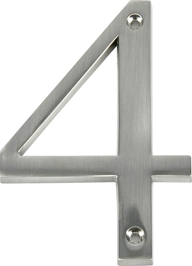 Distinctions by Hillman 843324 4Inch Brushed Nickel FlushMount House Number 4 1 Count Pack of 1